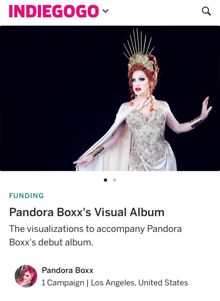Indiegogo for Pandora Boxx's Visual Album